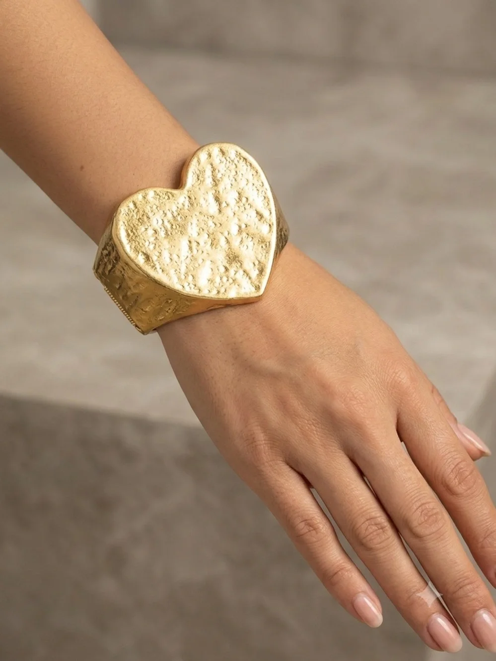 Gold Heart Cuff Bracelet - Women Jewelry